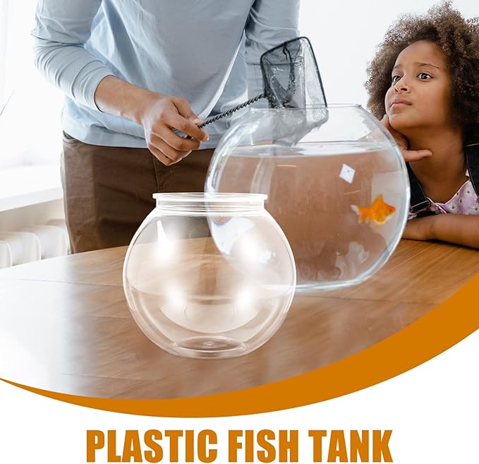 Mini Plastic Fish Bowl: Small Round Fish Tank Betta Goldfish Bowl - Transparent Aquarium Hydroponic Planter Floral Container for Centerpiece Vase, Party Decorations, Diameter 7.1Inch