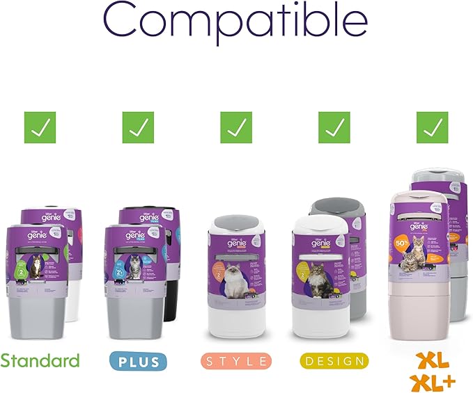 Litter Genie Refill Bags | Standard 12-Pack, 168 total ft | Up to 24 Months of Supply | Ultimate Odor Control Cat Litter Bags