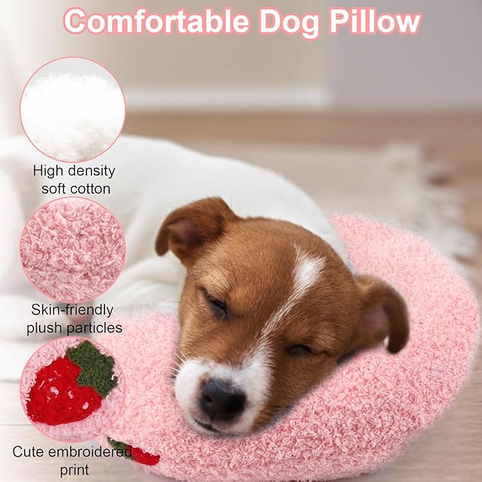 Mity Rain Calming Pillow - Large 14.2" x 9.4", Helps Relieve Dog Anxiety, Ultra Soft Neck Pillow for Joint Relief & Comfort, Pink