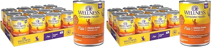 Wellness Complete Health Pate Adult Wet Cat Food,Natural,Protein-Rich,Grain Free,12.5 Ounce,(Chicken),12 Count (Pack of 2)