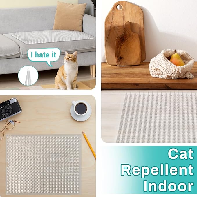 Mardili 10 Packs Scat Mat for Cats,Cat Spike Mat with 13X16 inches,Cat Repellent Mat Deterrent Indoor& Outdoor,Training Pads Keep Cats and Dogs Off Couch, Bed