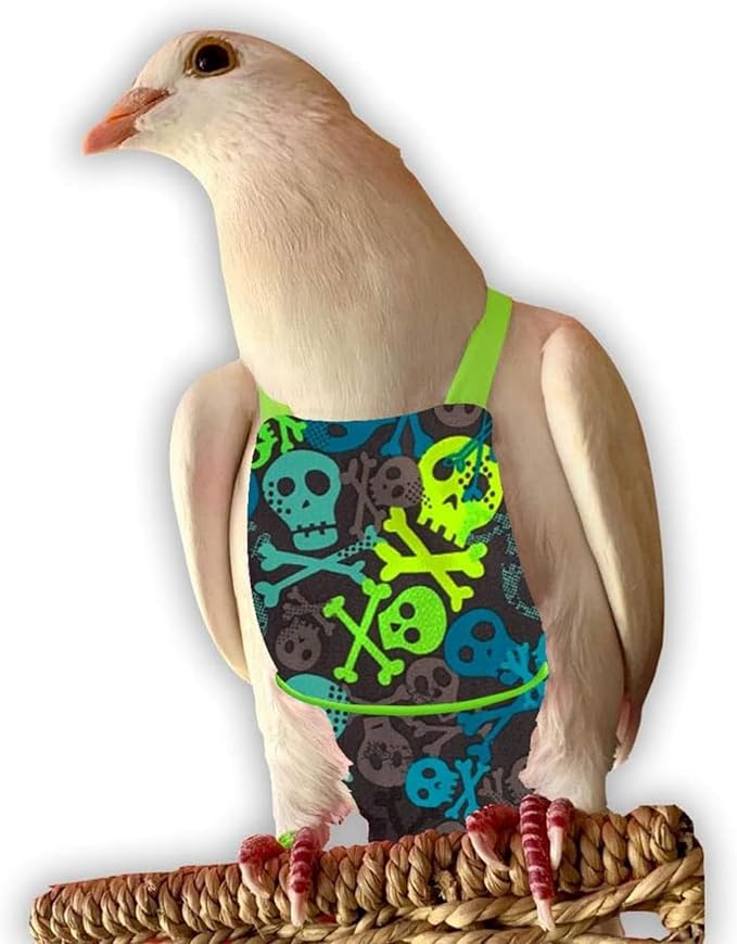 Bev's Bird Boutique Regular Flyper Adjustable Bird Diaper | Reusable, Washable Cloth | Comfort Fit for Parrot, Cockatiels, & Other Small Birds | Fashionable Avian Accessories, Pirate, Size 9