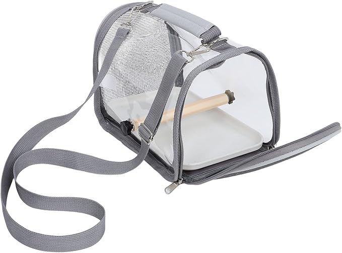 Milisten Small Bird Travel Carrier Cage with Portable Design, Lightweight Budgie Parrot Carrier for Outdoor Trips and Vacations, Compact Gray Pet Travel Cage for Birds and Small Reptiles
