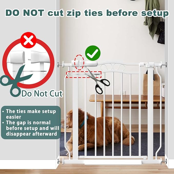 Fairy Baby 62.5"-71.6" Extra Wide Long Baby Gate for Doorways, Large Dog Gate for the House, No Drill Baby Gate for Stairs, Pressure Mounted Toddler Safety Child Gate Auto Close Pet Gate Indoor, White