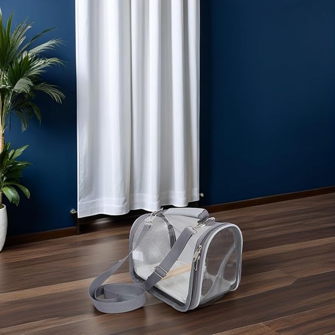 Beaupretty Small Bird Cage Travel Carrier with Handheld Portable Design, Lightweight Gray Pet Carrying Case for Small Parakeets and Conures, Outdoor Bird Transport Bag for Vacations