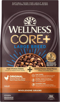 Wellness CORE+ Large Breed Adult Dry Dog Food with Freeze Dried Pieces, Wholesome Grain Kibble+, Natural, High Protein, Chicken and Turkey Recipe, 20 lb Bag