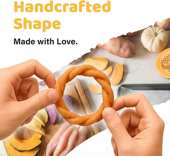 iPaw Turkey Dog Treats, All Natural Human Grade Dog Treat, Suitable for Training chew, US Sourced Raw Material, Hypoallergenic, Rawhide Alternative, Ring (Pumpkin), 5 Packs
