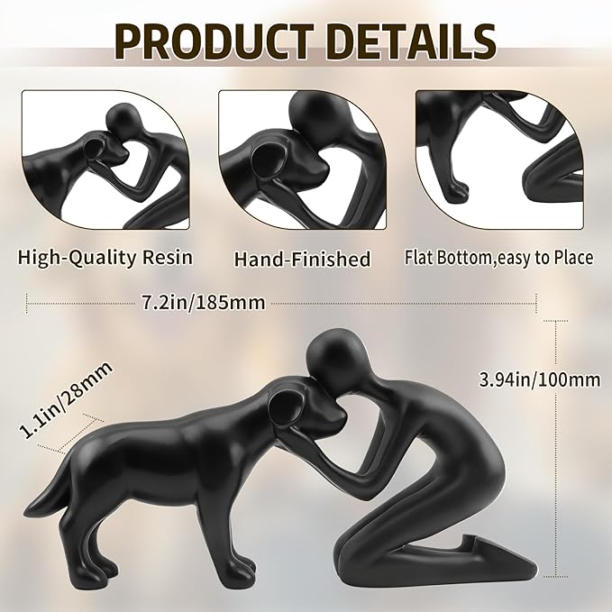 Dog Memorial Statues – Dog Memorial Gifts for Loss of Dog, Pet Memorial Ornament, Pet Sympathy Remembrance Gift (Black)