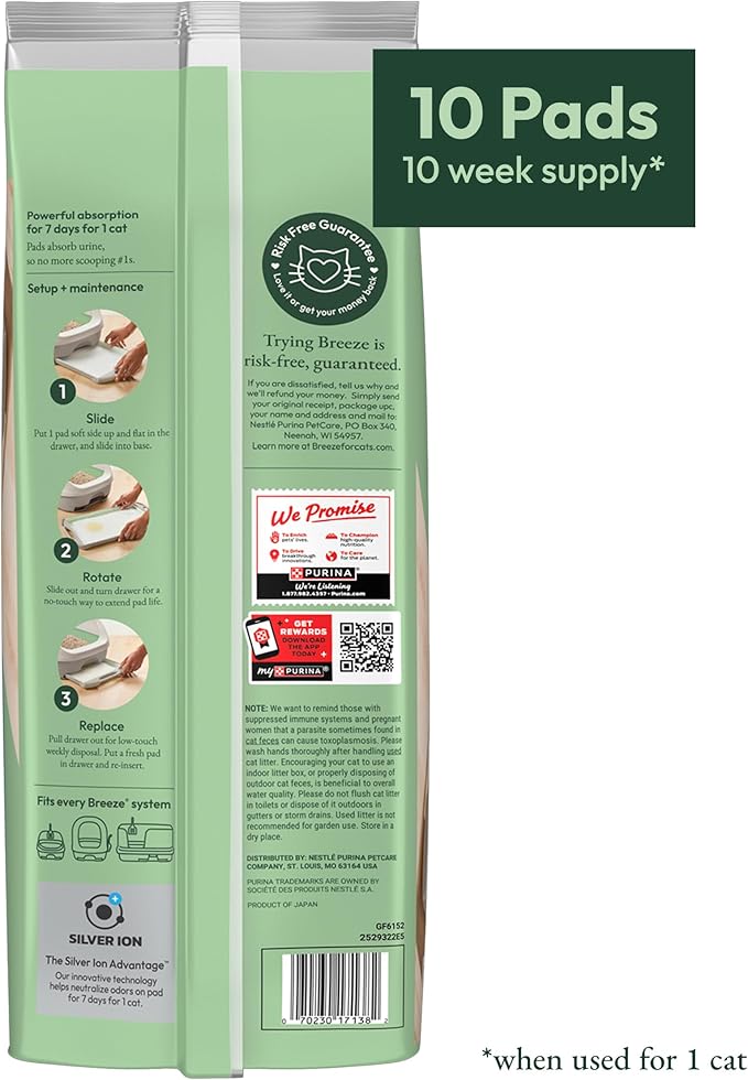Purina Tidy Cats Breeze Litter System Cat Pad Refills 10ct. Pack Tidy Cats Cat Litter Pads - 10 ct. Pouch