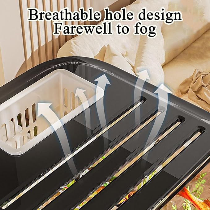 Aquarium Kits, Fish Aquarium Ventilation Holes -Aquariums Starter Kits Ventilated with Stairs Aquatic Life Turtle Shrimp Habitat for Plant Decor Gravel Sand Saltwater Landscaping