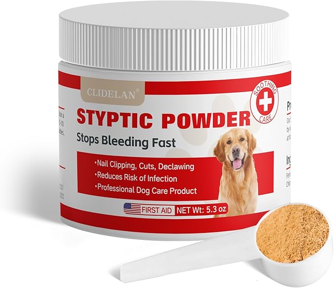 Styptic Powder for Dogs–Quick Stop Bleeding for Dogs Nails, Minor Cuts, Scratches–Blood Stop Powder with Herbal Support,Gentle & Sting-Free–5.3 oz Styptic Powder for Grooming,Vets,Pet First Aid Kits