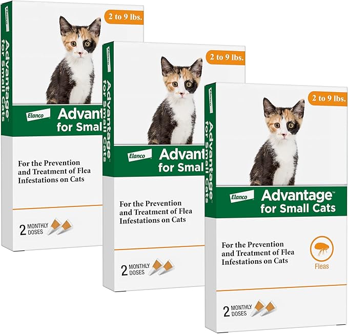 Advantage Topical Cat Flea Treatment and Prevention for Small Cats 2-9 lbs. | Apply Flea Drops Monthly | 2 Treatments (Pack of 3)
