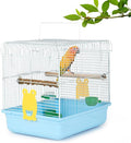 Small Bird Cages for Cockatiels - Parrot Travel Cage Starter Kit with Stand Accessories Birdcage Great for Parakeets Lovebirds Parrotlets Finches Canaries and More Small Birds(Blue)
