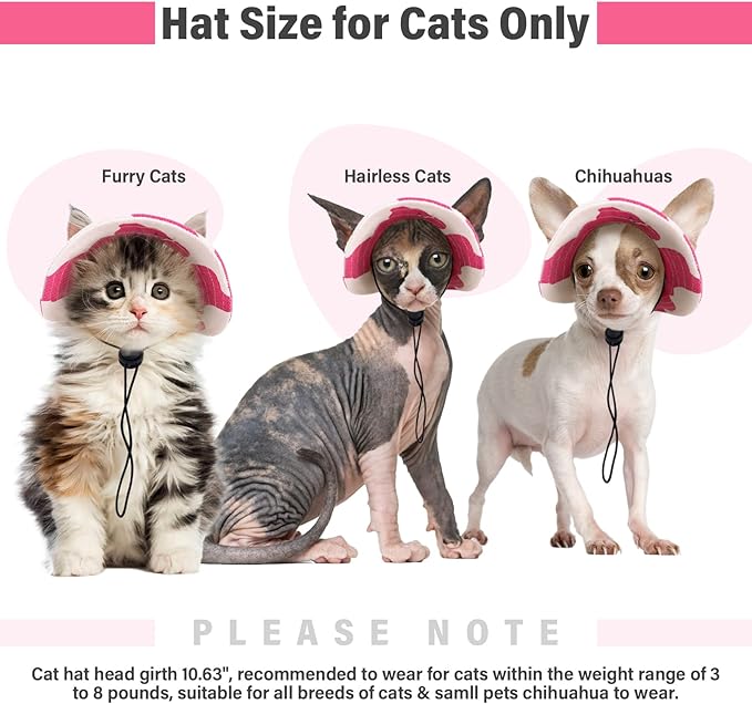 DENTRUN Cat Hats for Cats Only, Cat Cowboy Hats with Ear Holes Tiny Pets Birthday Party Costume, Cat Headwear Mini Cowboy Hat, Funny Sombrero Kitten Hat Chihuahua Beanie Cap Party Decorations
