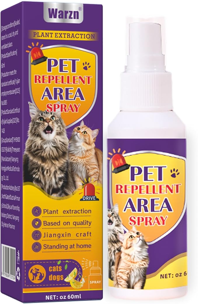 Natural Cat Restricted Area Spraying, Pet Training Spray for Cats and Dogs – Stops Chewing, Licking & Peeing – Teaches Pets Where Not to Go – Safe Indoor & Outdoor Use