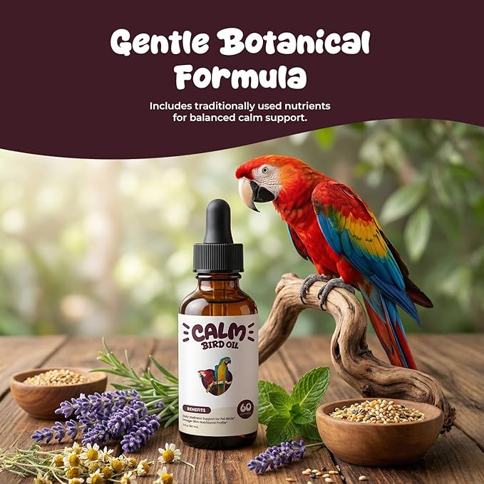 Bird Calming Drops – Liquid Calming Supplement for Parrots & Pet Birds, Supports Relaxation, Emotional Balance & Stressful Situations