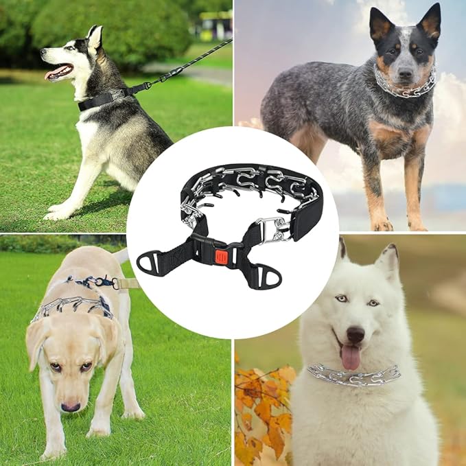 CBBPET Dog Prong Collar, Adjustable Dog Training Collar with Quick Release Buckle for Small Medium Large Dogs
