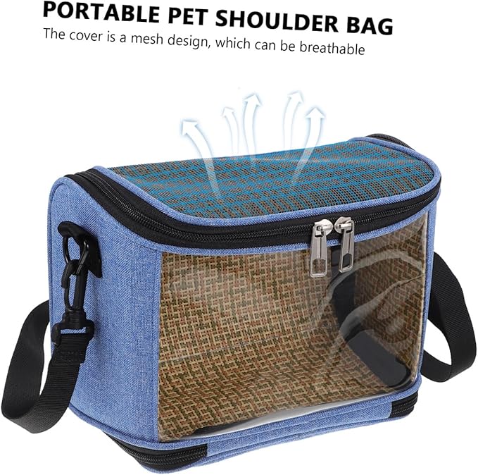GLEAVI Parrot Carrier Bag with Breathable Mesh, Portable Crossbody Pet Shoulder Pouch for Travel and Outdoor Use, Blue Lightweight Bird Carrying Cage for Small Birds