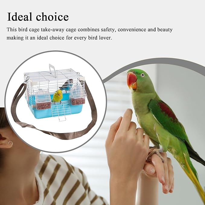 Bird Cage - Lightweight Portable Carrier with Handle, Secure Travel Housing Solution, Durable Ventilated Small Animal Enclosure, Easy Access Door Design | Pet Transport for Cockatiels, Budgies