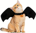Deluxe Enhanced Cat Halloween Costume Bat Wings with Pumpkin Bells - Premium Upgraded Pet Apparel for Cats & Small Dogs, Adjustable Secure Fit for Halloween Party, Christmas, Birthday Dress Up