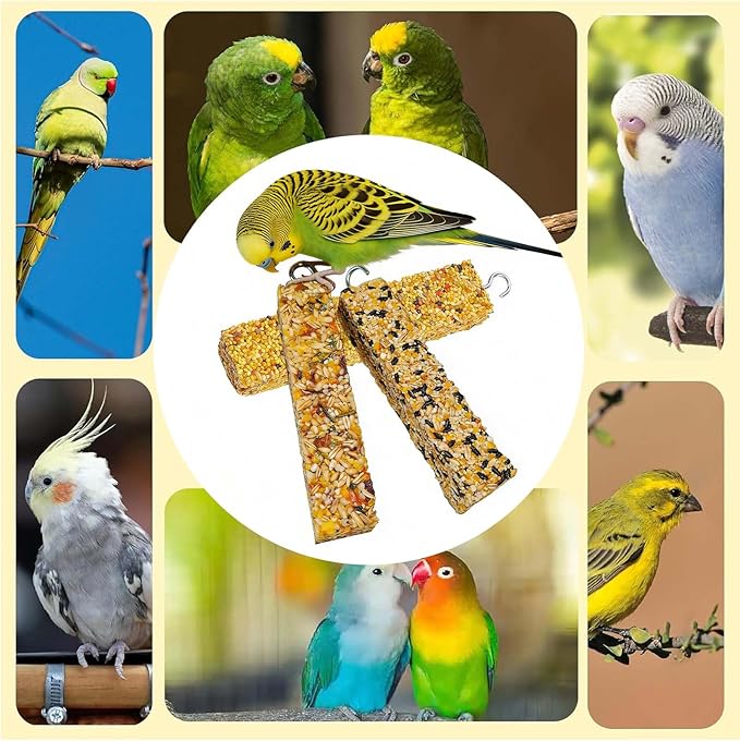 3PCS Parakeet Treats,Parrot Grains Mixed Treat Sticks,Vegetable & Grain Style Sticks,Bird Treats for Cockatiel Budgies Lovebirds Canary Conure Finches