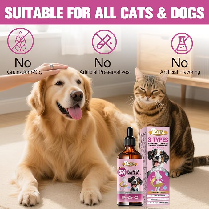 Liquid Collagen for Dogs & Cats - Grass-Fed Hydrolyzed - for Joint, Hip, Skin & Coat Nutritional Support