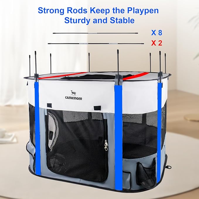 Cat Playpen with Separate Areas, Pet Playpen Indoor House for Small Dog, 2-in-1 Waterproof Dog Crate Furniture Tent Cage Outdoor, Large Portable Pop Up Cat Enclosure Kennel for Puppy/Kitten
