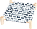 Patas Lague Cat and Dog Hammock Bed for Small Dogs, Flannel Fleece Wooden Cat Pet Rabbit Elevated Bed Cots Furniture for All Seasons White