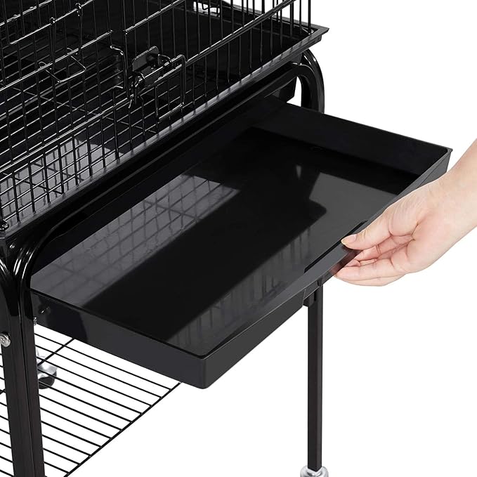 Yaheetech Medium Parakeet Bird Cage for Small Birds Sun Parakeets Green Cheek Cockatiels Conures with Wooden Perches&Rolling Stand, Black