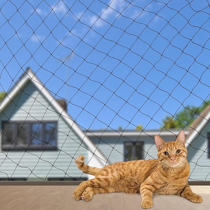 JUMXSRLE Cat Netting Balcony, Wire-Reinforced Cat Net, Bite and Tear-Resistant, UV and Weather-Resistant, Balcony Cat Anti-Fall Netting for Pets, Cat Protection Net for Windows Patio Balcony - 2x3m