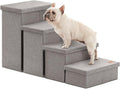 Love's cabin Dog Stairs for Small Medium or Large Dogs with Storage and Adjustable Steps, Foldable Cat Steps for Bed or Couch, 4-Step Gray Folding Ramp with Zip up to 200 lbs, Solid Grey