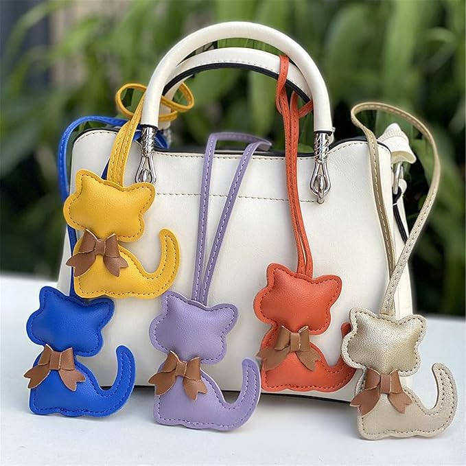 Soft Leather Bow Charm Handmade Fashionable Cat-Themed for Phone Camera Strap & Collar Decoration Stylish Bowknot Bag Charm