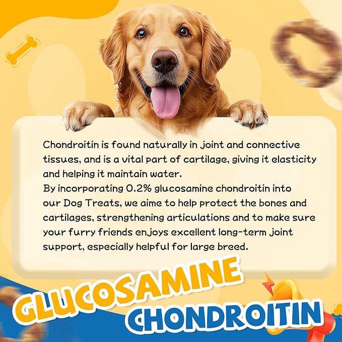 gazeupon Dog Treats, Chicken Wrapped Meat Ring, Made with Real Chicken and Beef, Healthy Dog Chews for Large Breed, Rawhide Free, w/Glucosamine Chondroitin