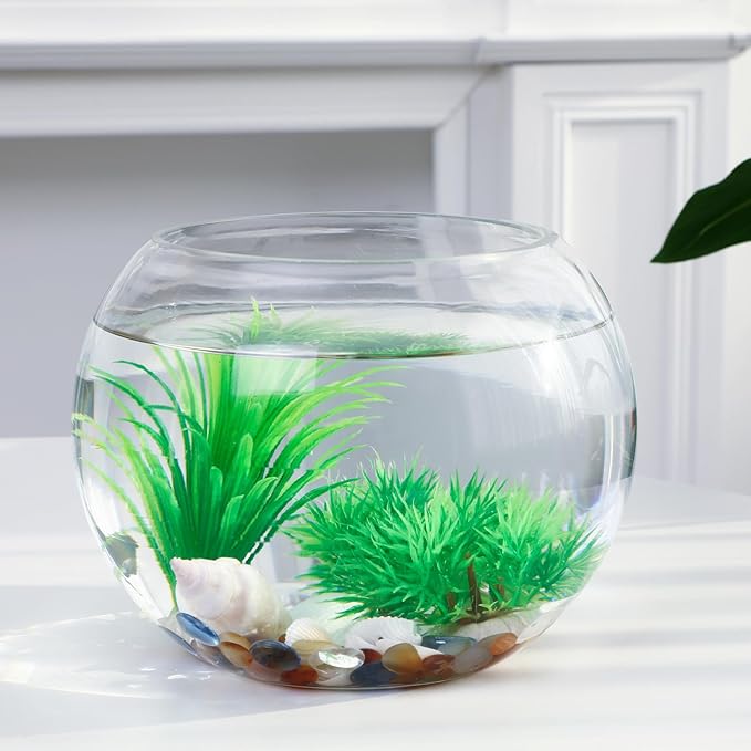 HOMSFOU Glass Fish Bowl Bubble Goldfish Bowl Round Glass Jar Terrarium Globe Flower Vase Hydroponic Planter Fish Tank Candy Jar Wishes Bottle for Micro Landscape 20cm