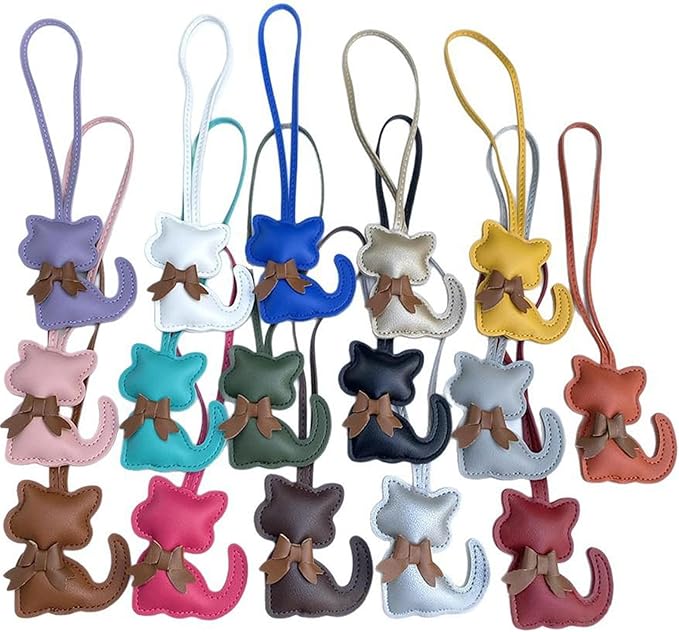 Soft Leather Bow Charm Handmade Fashionable Cat-Themed for Phone Camera Strap & Collar Decoration Stylish Bowknot Bag Charm