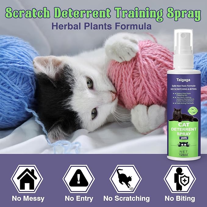 Cat Deterrent Spray, Cat Repellent Spray, 5.07 Fl Oz No Chew Spray for Dogs & Cats