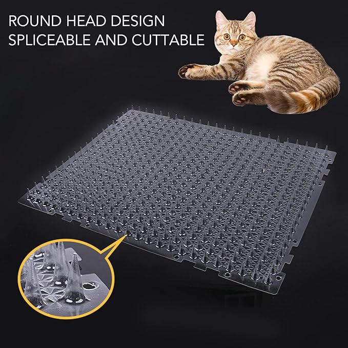Cat Repugnant Mats, 8PCS PVC Deterrent Pads for Garden and Indoor Use, Each Mat 13.4x16.7 Inches