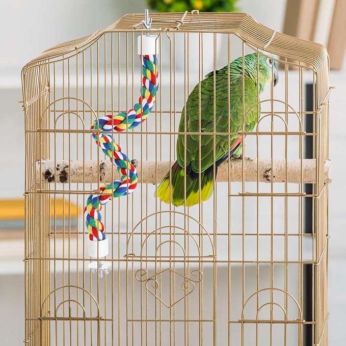Parrot Rope Climbing Toy 18.5 Inch Cotton Rope Perch for Birds Cage Exercise and Chewing Toy for Parrots Budgies Cockatiels
