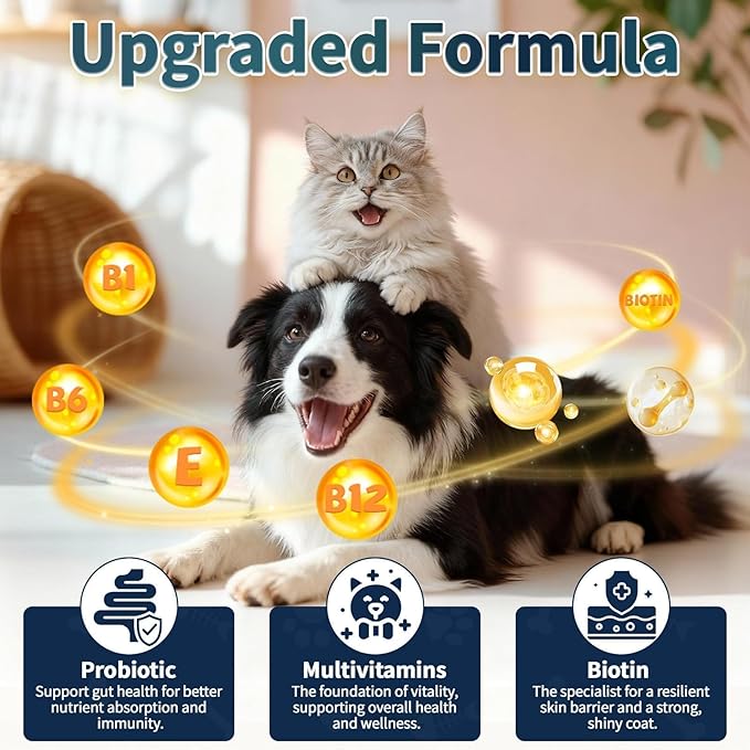 Flea and Tick Prevention for Cats and Dogs, Natural Flea & Tick Supplement with Probiotics Multivitamin, Flea Herbal Drops Supports Healthy Skin Coat & Digestion - All Breeds and Ages - Chicken