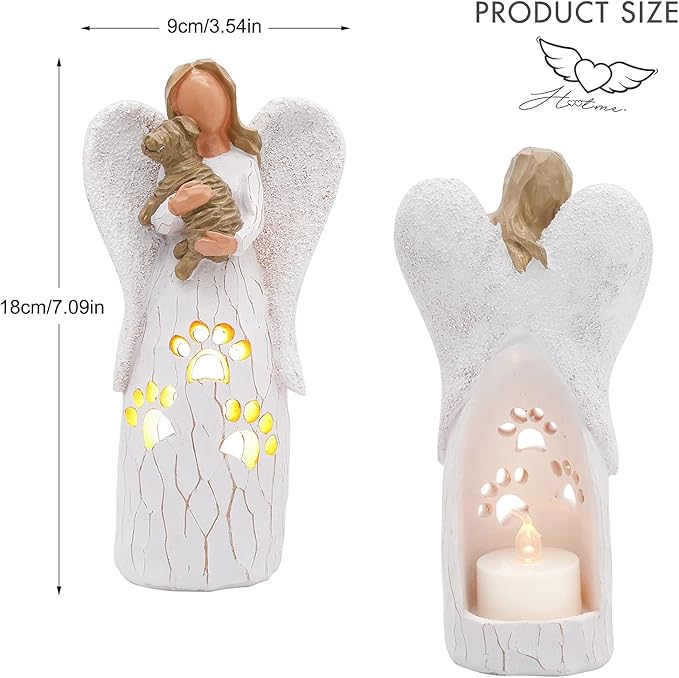 BEARAE Loss of Dog Sympathy Gift, Dog Memorial Gifts, Pet Loss Candle Holder Figurine Statue, Dogs Passing Away Remembrance Gifts, Puppy Angel Figurine Bereavement for Pet Owners