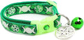 Wicca Cat Collar with Occult Charm & Bell | Witch's Familiar Cat Collar | Witch Kitten Collar Charms | Glow in The Dark | Safety Breakaway Collar (Small(10lbs & Less), Emerald)