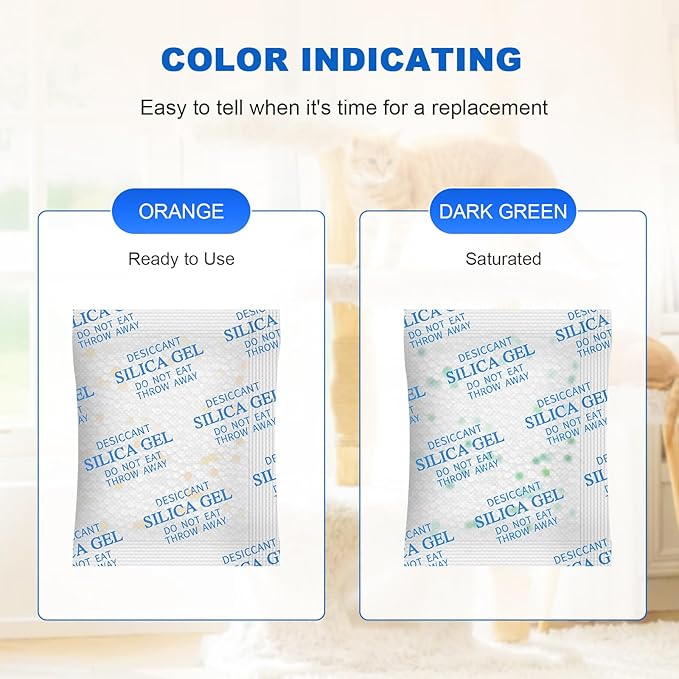 Pet Food Desiccant Bag for Most Smart Feeders, 24 Packs Replaced Desiccant Bags with Color Indicating for Automatic Cat Dog Feeder, Desiccant Bag Replacement