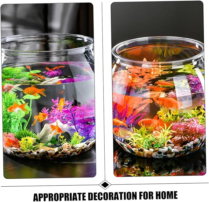 Transparent Small Plastic Fish Tank Aquarium Container for Betta Fish and Small Turtles Easy to Clean Portable Desktop Decor for