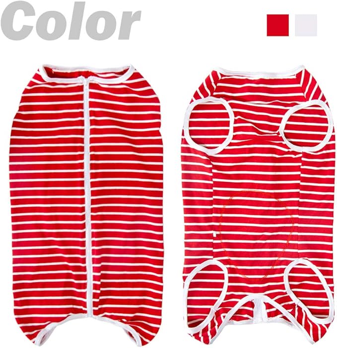 Dog’s Recovery Suit Post Surgery Shirt for Female Male Dog, E-Collar Alternative Wound Protective Clothes (red white-4xl)