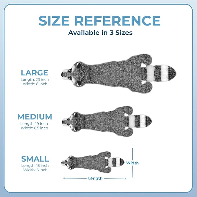Best Pet Supplies Squeaky Dog Toys with Soft Durable Fabric for Small, Medium and Large Pets Interactive Toy for Indoor Play, Supports Active Biting and Play - Raccoon, Large