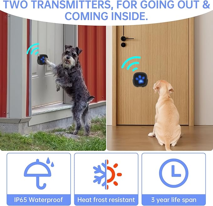 Dog Door Bell for Potty Training, Wireless Dog Doorbell Ring to Go Outside, IP65 Waterproof Touch Buttons, 55 Melodies & 1000 Feet Range