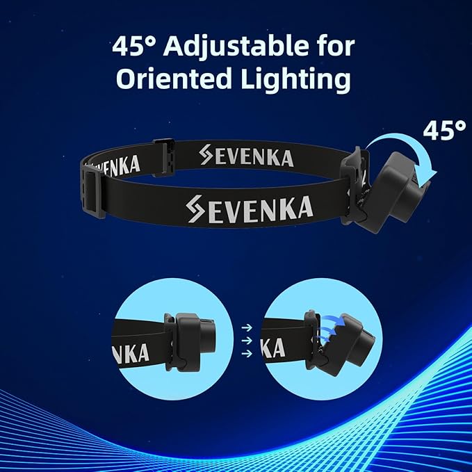 SEVENKA 2in1 UV Headlamp Flashlight Black Light & White Light, Rechargeable LED Hands Free Blacklight 395nm, Mini Ultraviolet Head Lamp, Pet Urine Detector for Dog/Cat Urine Stains, Bed Bug, Scorpion