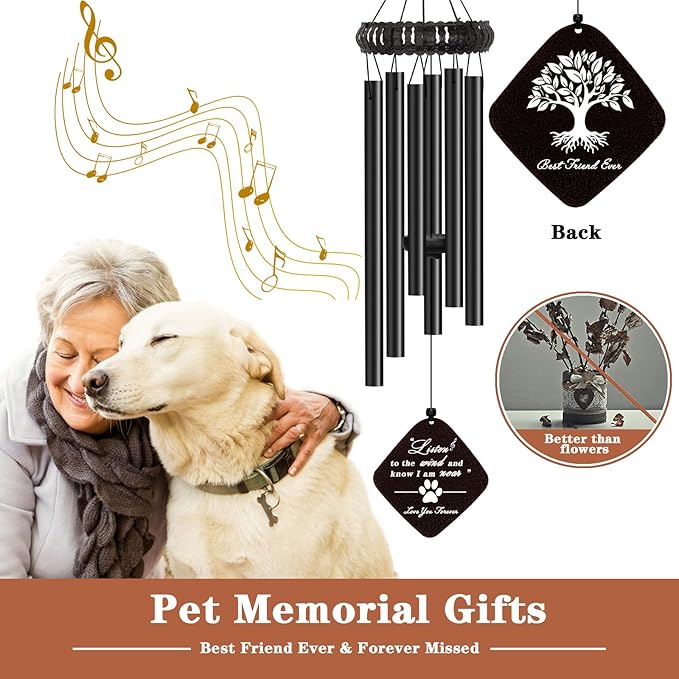 Dog Memorial Gifts for Loss of Dog, 28" Pet Memorial Wind Chime, Loss of Pet Sympathy Passing Away Remembrance Bereavement Gift