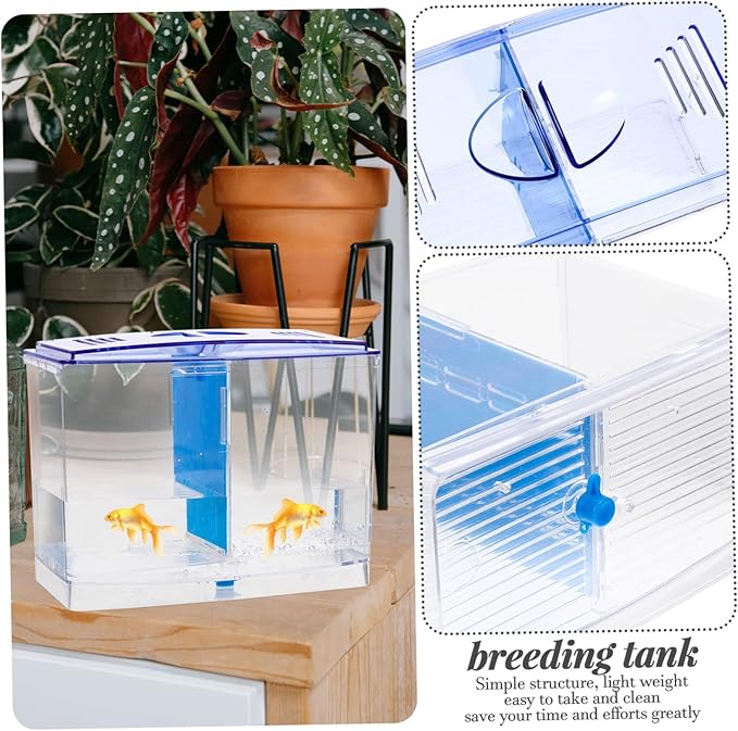 Fish Breeding Tank with Removable Divider Isolation Box for Fish Shrimp Easy to Clean Lightweight Aquarium Hatchery for Betta