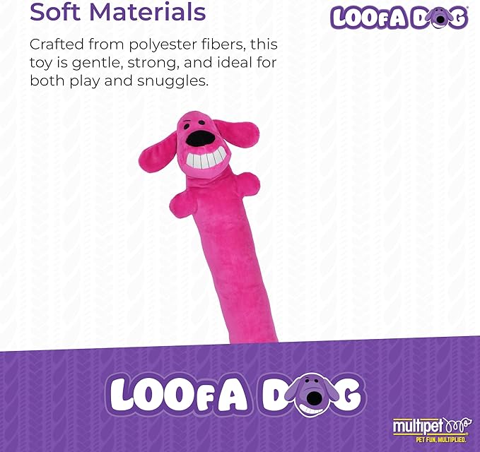 Multipet Original Loofa Dog Plush Toy - Squeaky Toy for All Dogs - Extra Soft Plush - Stuffed Animal Dog Toys for Playing (1 Count, 24”, Random Color Surprise)